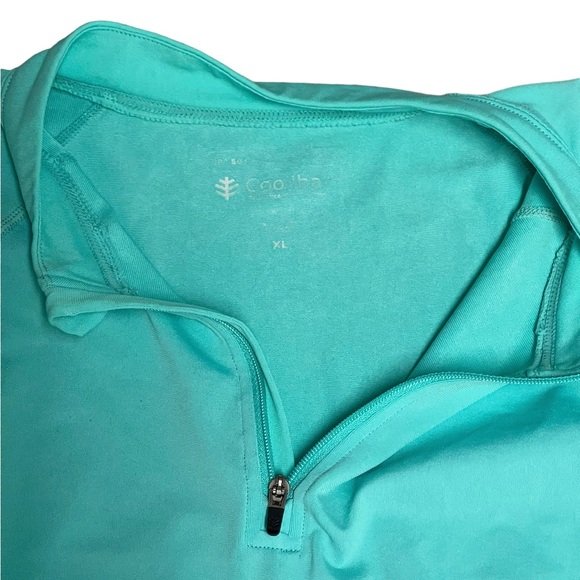 Coolibar Women’s Turquoise Shirt Short Sleeve 1/4 Zip & Biker Shorts XL UPF 50+ - Picture 5 of 13
